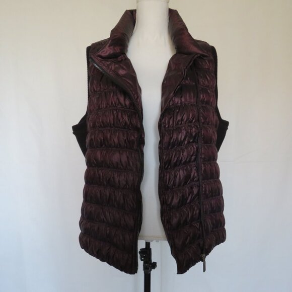 Calvin Klein Performance Premium Down Zipper Puffer Burgundy Women’s Vest XL - Picture 12 of 16